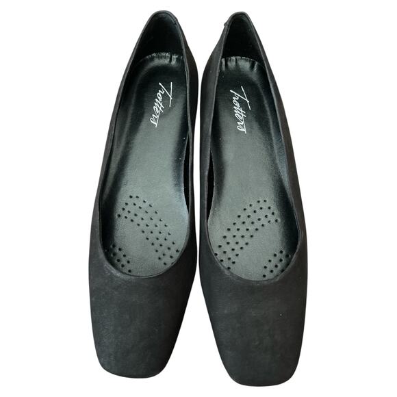 Trotters Honor Black Leather Square Toe Flats, US7.5 Narrow - Picture 1 of 5